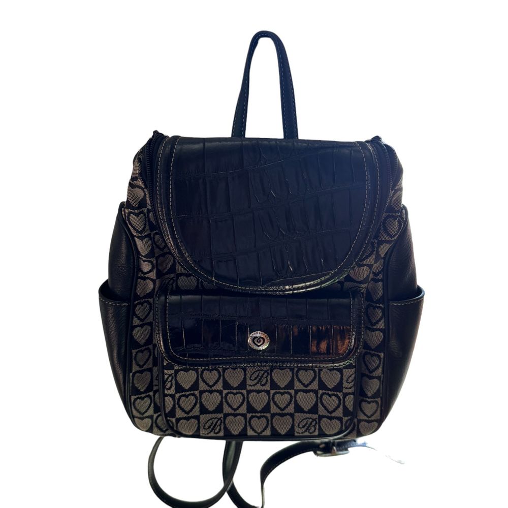 Brighton Midi Backpack Julia in Black Embossed Leather Mint